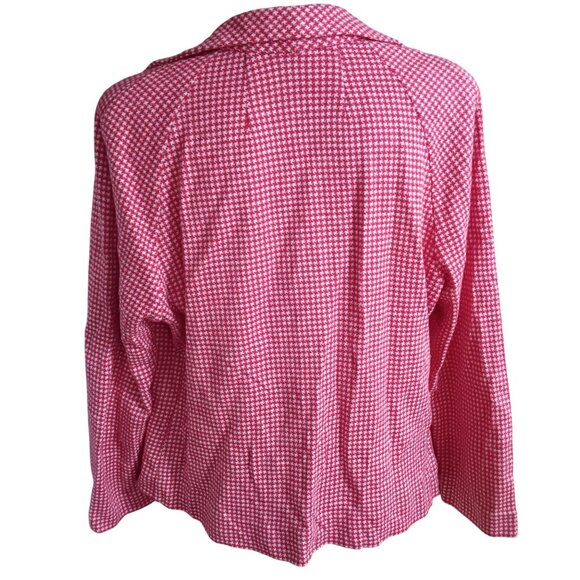 Vintage Women's Medium Open Blazer 1970's Red White Houndstooth shabby Granny - Picture 5 of 6